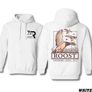 NEW Men's Roost Waterfowl Logo Hoodie White Medium